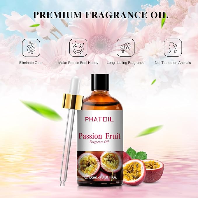 3.38FL.OZ Passion Fruit Fragrance Oils for Aromatherapy, Essential Oils for Diffusers for Home, Perfect for Diffuser, Yoga, Skin Care, DIY Candle and Soap Making - 100ml