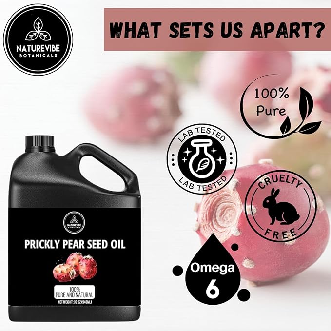 Naturevibe Botanicals Prickly Pear Oil 32 Ounces | 100% Pure and Natural | Great for Skin Care and Hair Care