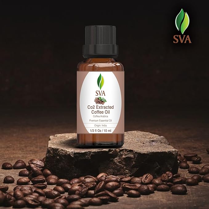SVA Coffee Essential Oil – 1/3 Fl Oz – 100% Natural Coffee Oil - for Diffuser, Hair Care, Face, Skin Care, Aromatherapy, Scalp and Body Massage, Soap and Candle Making