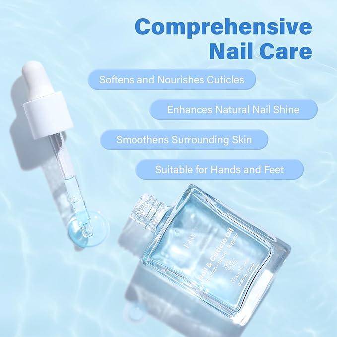 EJW Dual Layer Cuticle Oil for Nails - Nourishes & Repairs Dry, Damaged Cuticles, Strengthens Nails, Reduces Hangnails & Hand Lines, Fast-Absorbing Natural Formula, Ocean Breeze Scent, 0.5 fl. oz