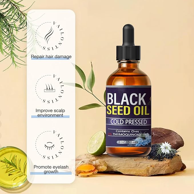 Black Seed Oil - Hair Growth Oil, Carrier Oil for Relaxing Massage and Body Oil, Black Seed Oil for All Hair Types and Skin(Black Seed Oil, 2 Fl Oz)