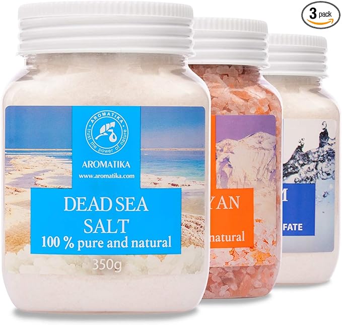 Bath Salts Set 42 Oz - Epsom Salt - Himalayan Pink Salt - Dead Sea Salt - 100% Pure & Natural - Best for Good Sleep - Beauty - Bathing - Body Care - Wellness - Relax - Aromatherapy - Spa