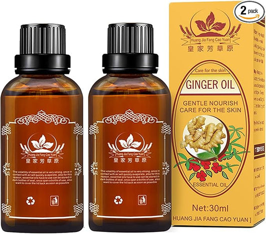 2 PCS Ginger Oil,Ginger Massage Oil for Lymphatic Drainage,Lymphatic Drainage Drops,Natural Ginger Oil for Skin(30ML/Bottle)