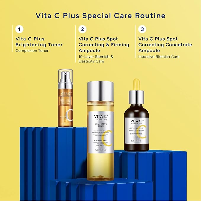 MISSHA Vita C Plus Toner 6.76 Fl oz/200ml, Lightweight, Fast-Absorbing Facial Toner, Vitamin C Skin Care for Dark Spots & Uneven Tone, Korean Skin Care for Dull, Oily Skin, Mother's Day Gifts