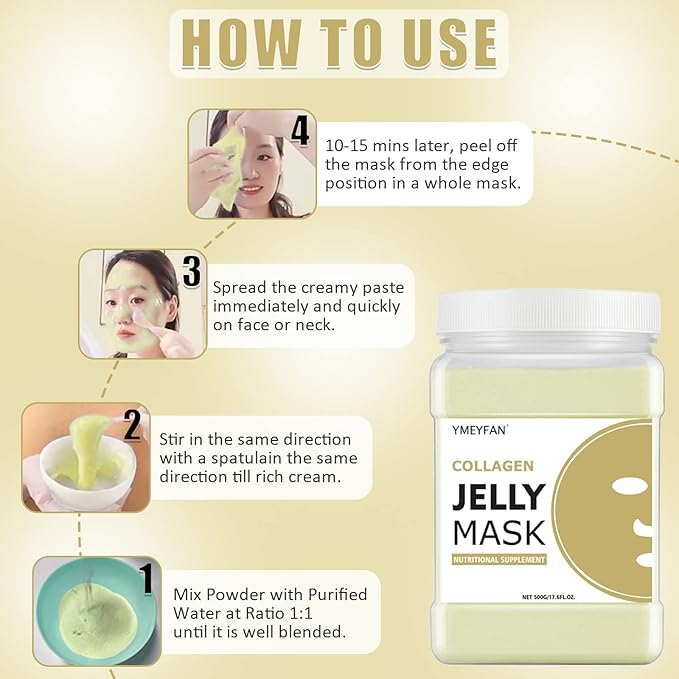 Jelly Mask Powder for Facials Professional - Collagen Firming & Moisturize Face Mask Skin Care, Anti-Aging Jelly Mask, Peel Off Jelly Masks for Spa, 17.6 Fl Oz