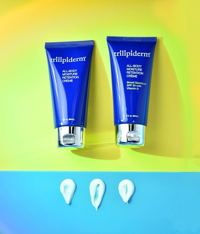 Trilipiderm Weekender Bundle - All-Body Moisture Retention Crème 2-Pack Travel Size – 1x SPF 30 Broad Spectrum Sunscreen 3 oz + 1x Original Formula 3 oz