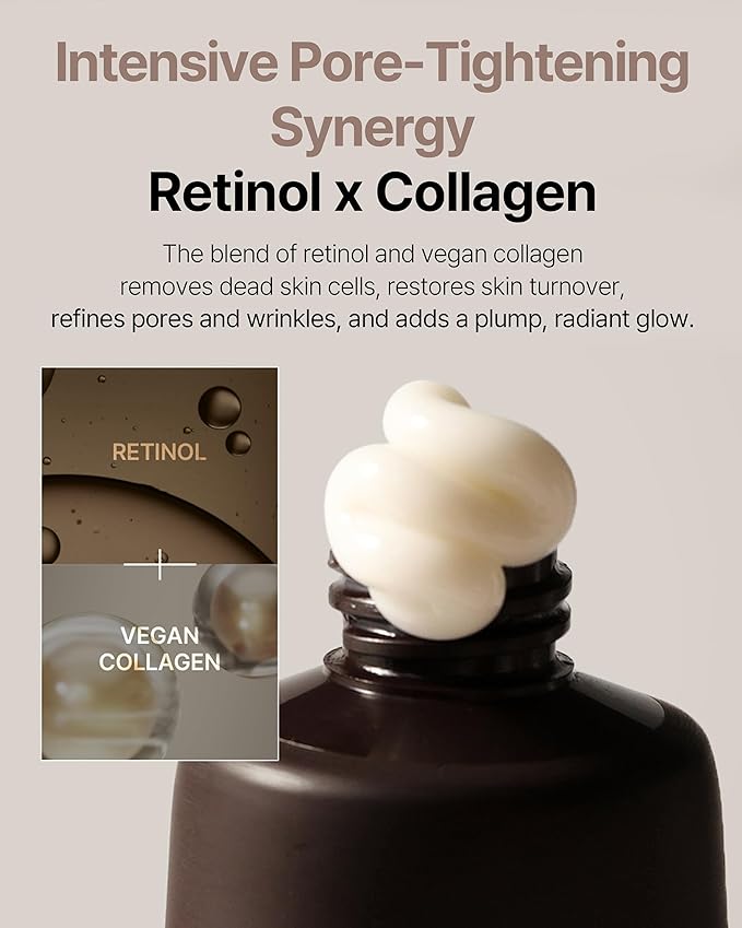 Retinol Pore Tightening Wrapping Mask - Korean Pore Elasticity Peel Off Mask with Collagen, Peptides, Hyaluronic Acid - Firming & Skin Glow Mask - Vegan, Derma Tested, 2.36oz.