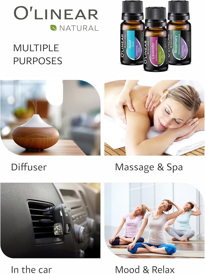 Top 8 Essential Oils Set for Diffuser for Home Aromatherapy Kit with Lavender, Peppermint, Eucalyptus, Tea Tree, Rosemary, Orange, Relief and Sweet Dreams Blends for Humidifiers Natural Pack