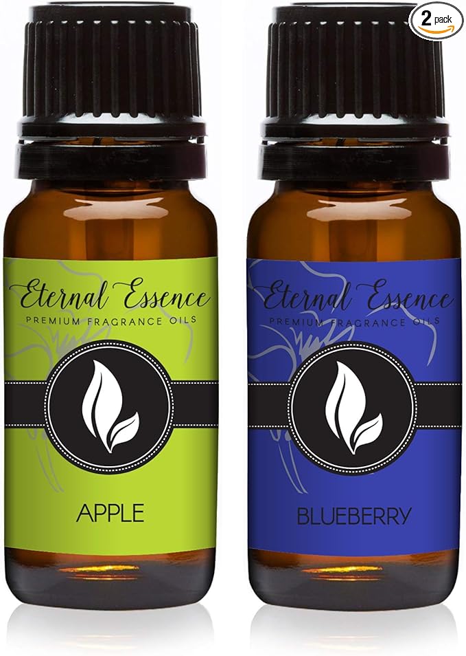 Eternal Essence Oils 2 Pack 10ml Premium Fragrance Oil - Apple & Blueberry - for Candle, Soap Making, Aromatherapy, Diffusers, Home Care, & Humidifiers