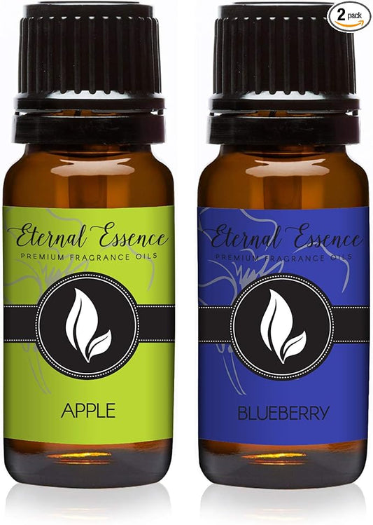Eternal Essence Oils 2 Pack 10ml Premium Fragrance Oil - Apple & Blueberry - for Candle, Soap Making, Aromatherapy, Diffusers, Home Care, & Humidifiers