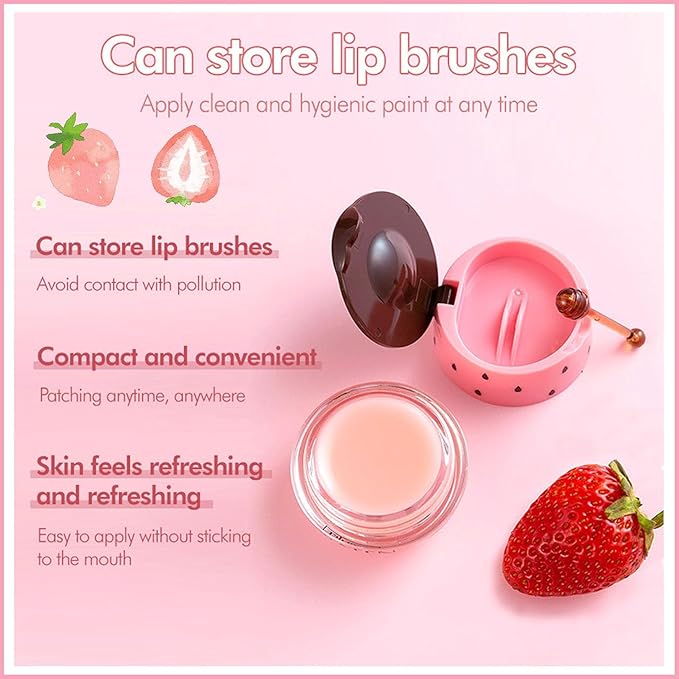 4 PCS Bee Lip Balm Lip Mask Honey Pot, Coconut Honey Strawberry Watermelon Moisturizing Sleeping Lip Mask Overnight with Sticks, Lip Balm Exfoliating Prevention Dry and Crack Lip Scrubs