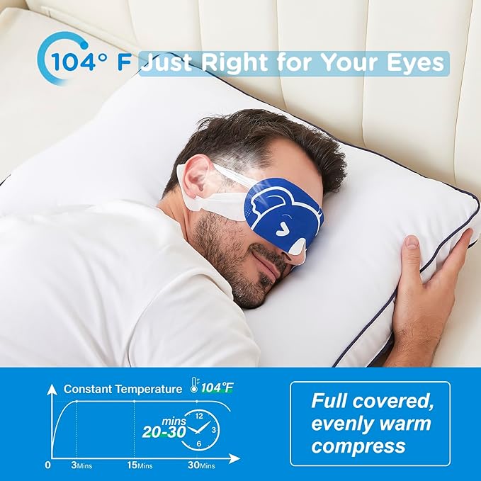 20 Packs Men's Steam Eye Mask,Heated Eye Mask for Dry Eyes Dark Circles Puffy Eyes,Disposable SPA Warm Compress,Travel Essentials & Relaxation Gifts for Men|Teacher|Dad|Boyfriend|Family(Unscented)