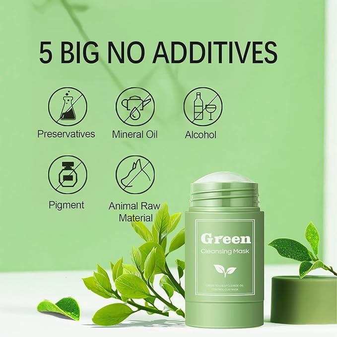 2 PCS Green Tea Purifying Clay Face Mask, Blackhead Remover With Green Tea Extract, Face Moisturizing，Deep Pore Cleansing for All Skin Types of Men And Women
