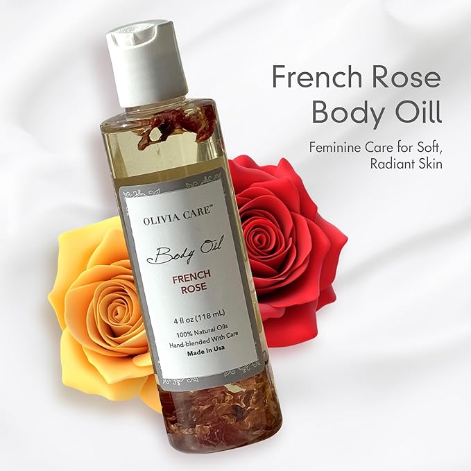 Olivia Care Body Oil - Natural Perfume Oil For Women | Hydrating & Moisturizing After Bath Oil - Infused with VITAMIN E, K & Omega Fatty Acids - Reduce Dry Skin (French Rose)