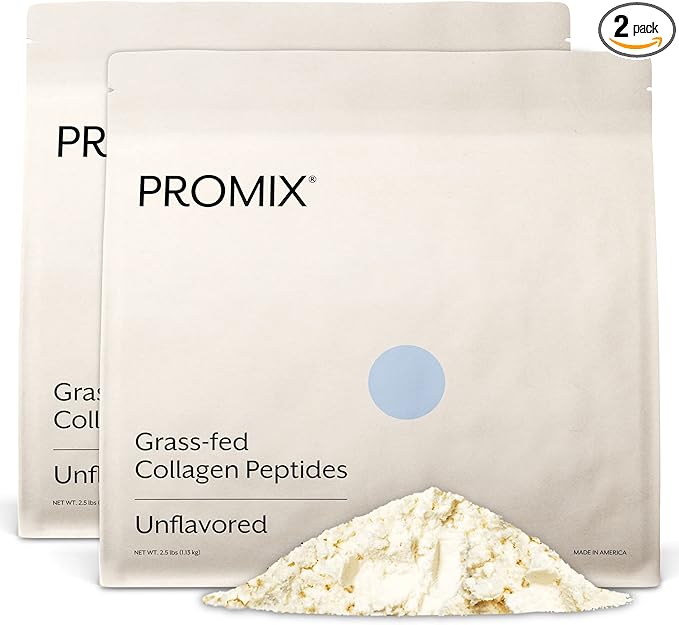 PROMIX Collagen Peptides Protein Powder, Pasture-Raised Grass Fed Hydrolysate | Unflavored, 2.5lbs | Keto, Non GMO, Gluten Free, Natural, Organic, Hydrolyzed | For Healthy Skin, Bones, Hair and Joints