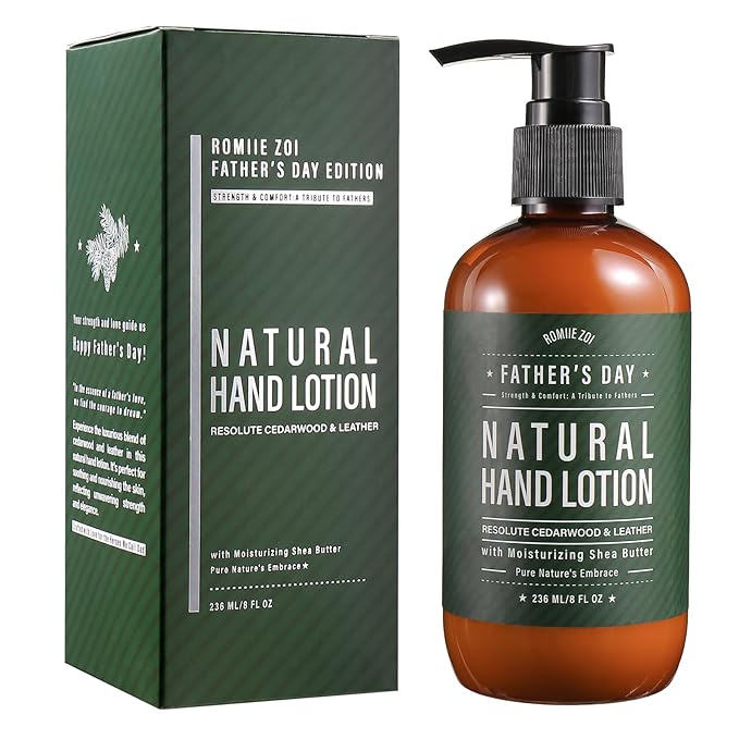 Hand & Body Lotion for Men, Father's Day Gift - Infused with Cedarwood & Leather Aroma - 236 ML /8 FL OZ