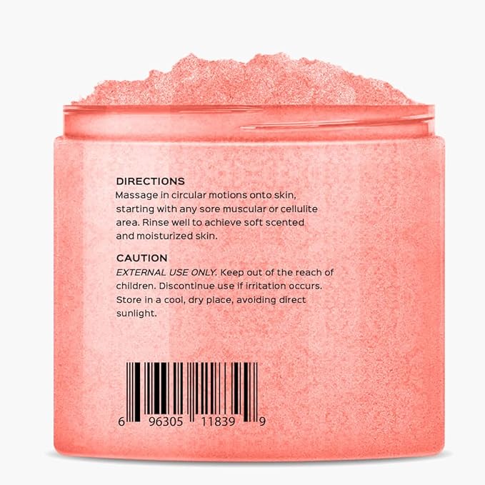 Natural Riches Himalayan Salt Exfoliating Body Scrub Lychee Bergamot Essential oil with Vitamin C - (12 Oz / 340 gm) Moisturize Deep Cleansing foot scrub body skin exfoliator