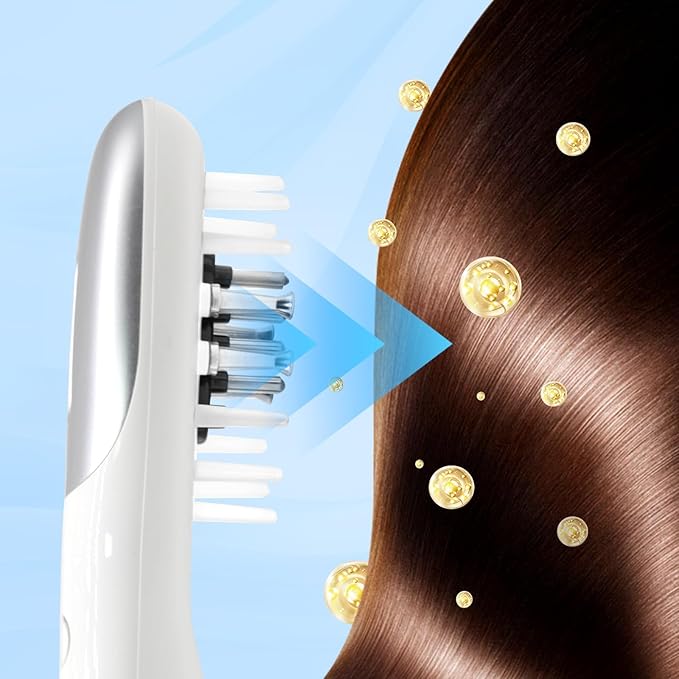 3-in-1 Hair Oil Applicator for Scalp with No-Drip Dispenser, Portable Hair Brush, Wireless Electric Scalp Massager for Travel and Home Use