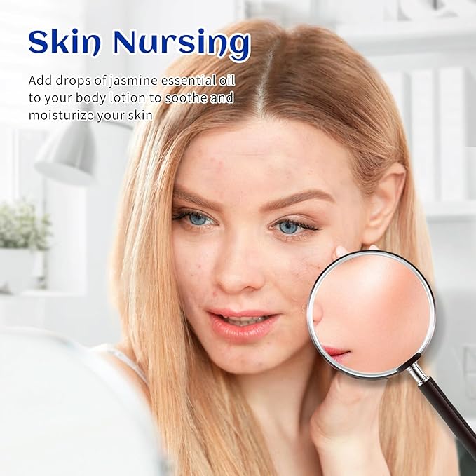 HIQILI 1 Fl Oz Jasmine Essential Oil, 100% Pure Natural for Diffuser, Hair, Skin, Perfume Making - 30ml