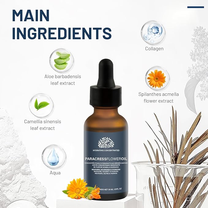 2 Pcs Paracress Facial Oil, Paracress Oil for Face, Paracress Serum, Paracress Facial Serum Organic, Smooth Fine Lines and Wrinkles, Natural Face Oil for All Skin Types 30ML/1oz