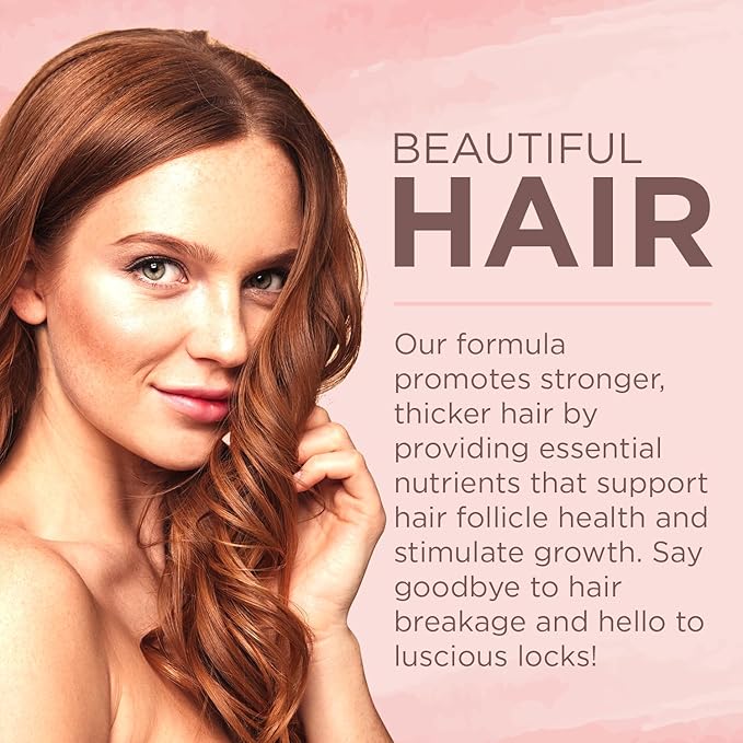 Hair Skin and Nails Vitamins – 5000mcg Biotin with Vitamin C, E, Collagen, Hyaluronic Acid, Argan & Coconut Oil – Luscious Hair Growth & Radiant Skin Supplement for Women – 120 Softgels