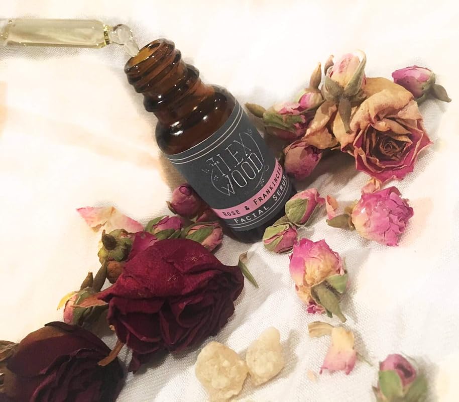 The Ilex Wood - Rose and Frankincense Face Serum - 100% Natural, Vegan, Moisturising, Anti Ageing, Wrinkle & Line Reducing Ingredients, Cruelty Free, Palm Oil Free, Plastic Free, Handcrafted - 20ml (0.68 fl oz)