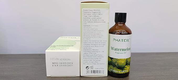 3.38FL.OZ Watermelon Fragrance Oils for Aromatherapy, Essential Oils for Diffusers for Home, Perfect for Diffuser, Yoga, Skin Care, DIY Candle and Soap Making - 100ml