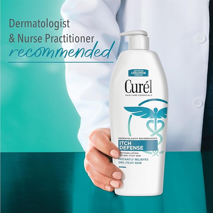 Curel Itch Defense Calming Body Lotion, Moisturizer for Dry, Itchy Skin, Body and Hand Lotion, with Advanced Ceramide Complex, Pro-Vitamin B5, Shea Butter, 20 Oz