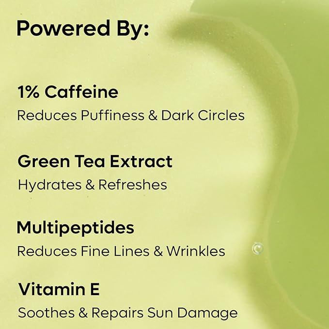 mCaffeine Green Tea Hydrogel Under Eye Patches for Dark Circle, Fine Lines & Wrinkles Reduction | Cooling Under Eye Patch Mask for Instant De-Puffing | 30 Pairs