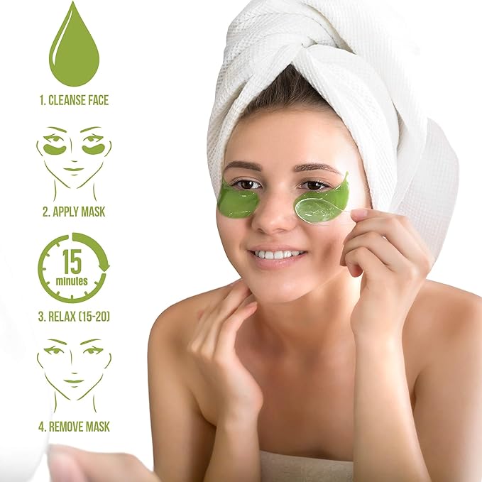 Aloe Vera Eye Treatment Mask (30 Pairs) Reduces Puffiness, Wrinkles, Puffy and Bags Under Eyes, Lightens Dark Circles, Undereye Patches Moisturizes and Anti Aging Skin, Hydrogel Pads with Collagen