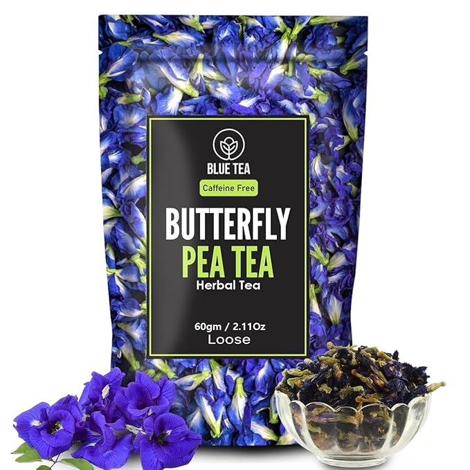 BLUE TEA - Butterfly Pea Flower Tea - 2.11 Oz (120+ Cups) | ANTIOXIDANT RICH | Chemical Free - Herbal Tea - Caffeine free - Non Bitter - No Preservatives - Non-GMO | Zipper Pack