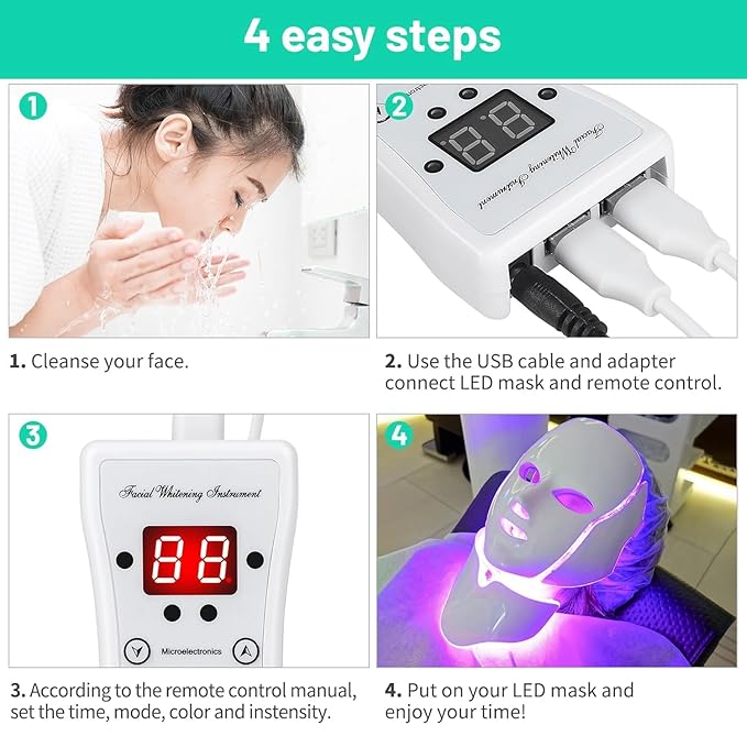 Blue Red Light Theràpy Màsk for Face, 7 Colors LED Light Theràpy, LED Portable Facial Skin Care Màsk for Face and Neck