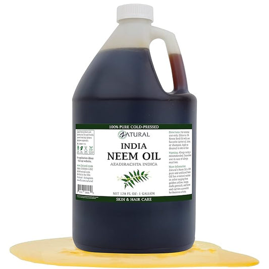 Zatural 100% Pure Neem Oil - Undiluted Cold-Pressed, Uses for Hair, Skin, and Nails, 128 oz