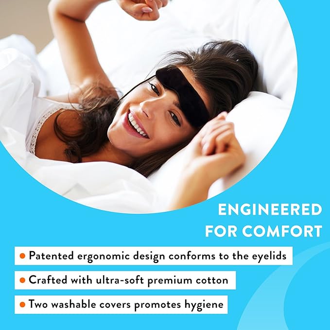 Electric Heated Eye Mask to Relieve Dry Eyes, Styes, Irritated Eyes, Gritty Eyes, Burning Eyes, Puffiness, Computer Strain, Blepharitis, MGD, Migraines & Stress. Patented As Seen on TV. 10 Heat Levels