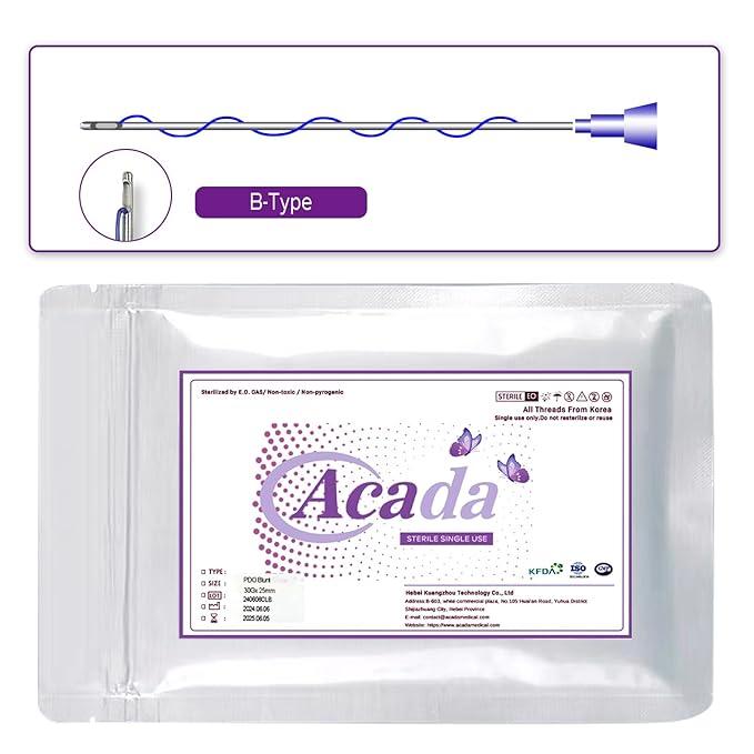 ACADA Pdo Threads for Eye Lift Face Lift Pdo Screw Threads for Eyes lift 30G25mm 40Pcs B-Type, Pdo Periocular Threads, Pdo Threads Eyes