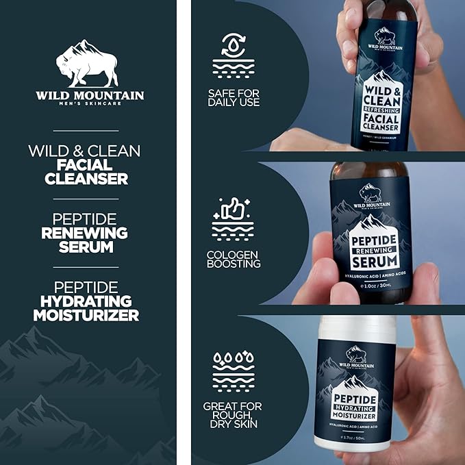 Mens Facial Care Kit - Mens Skin Care Kit - Face Care for Men - Men’s Skincare Set - Face Skin Care for Men - Mens Face Care Kit - Facial Kit for Men - Serum, Cleanser & Moisturizer Set