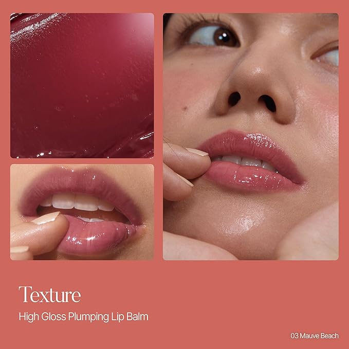 SUN-KISSED Plump Tinted Lip Balm, Lip Plumper, 70% Skincare Ingredients Providing Deep Hydration to Cracked & Chapped Lips, Lightweight Buildable High Gloss Finish, 03 Mauve Beach