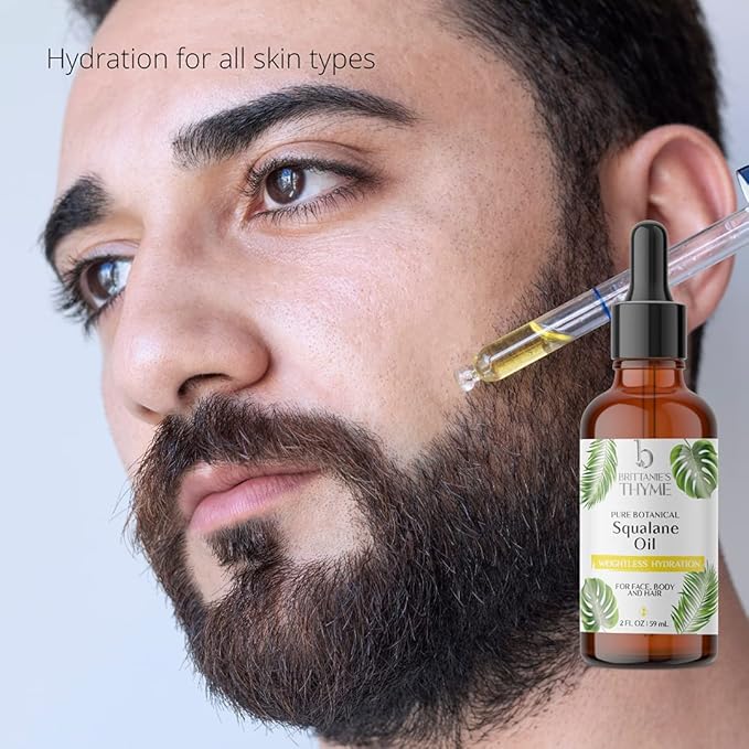 Brittanie's Thyme Squalane Skin Moisturizing Oil 2oz | 100% Plant Derived Squalane for Face, Skin & Hair | Luxurious Formula, Lightweight Formula for Hydration