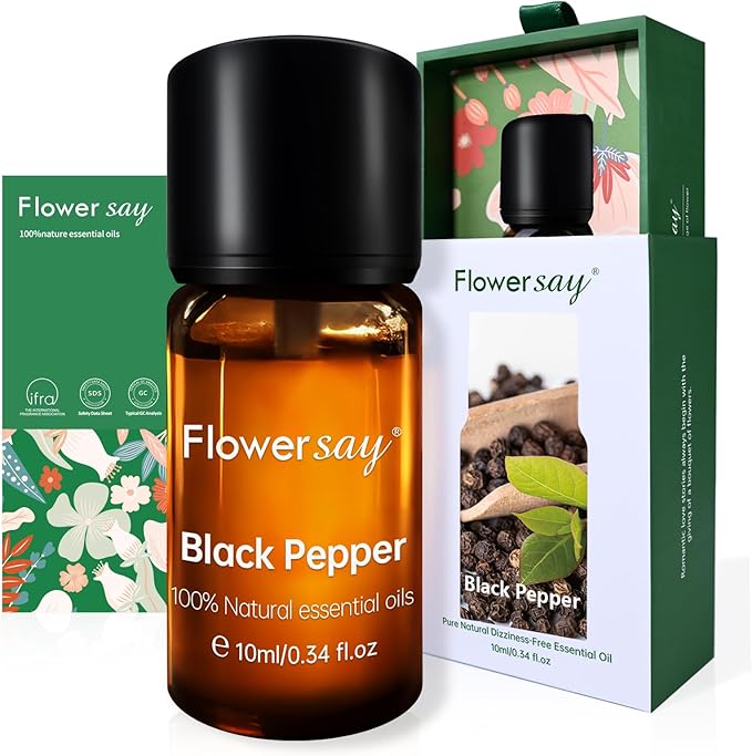 Black Pepper Essential Oil 0.34Oz - 100% Pure Natural MAX Undiluted Premium Therapeutic Grade Essential Oils for Diffuser/Skin Care/Massage/Hair/Toenails
