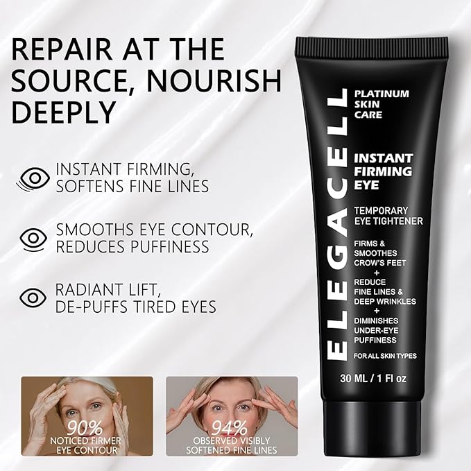 Elegacell Temporary Eye Tightener Cream Instant Firm Eye - Smooth the Look of Fine Lines, 1 Fl oz / 30ml