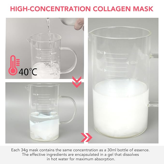 Deep Collagen Overnight Mask - Hydrating Overnight Hydrogel Mask, Anti-Wrinkle Lifting Facial Sheet Masks with low Molecular Weight Collagen for Elasticity Firming And Moisturizing (4 Sheets)