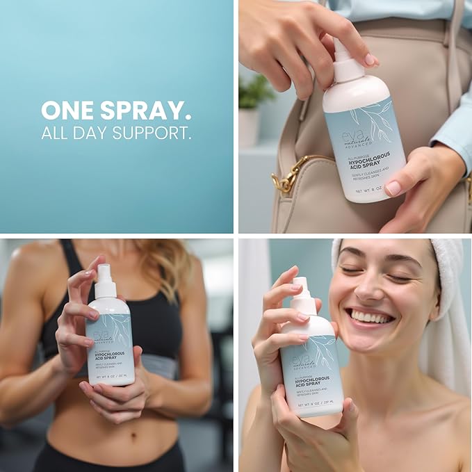 Eva Naturals Hypochlorous Acid Face Spray | Refreshing Facial Cleanser Mist for Sensitive Skin | Post-Workout Skin Toning Spray | Non-Toxic Hydrating Acne Treatment