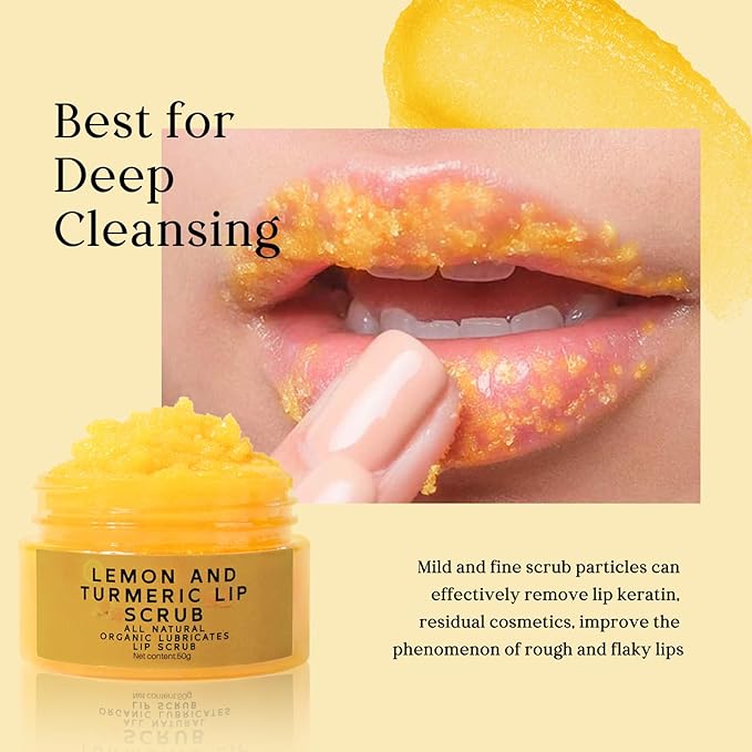 Turmeric Lip Treatment Kit for Dark Lips, Sugar Lip Scrub&Lip Balm for Smokers, Lip Exfoliator Scrub for Hydration Chapped and Cracked Peel Lips