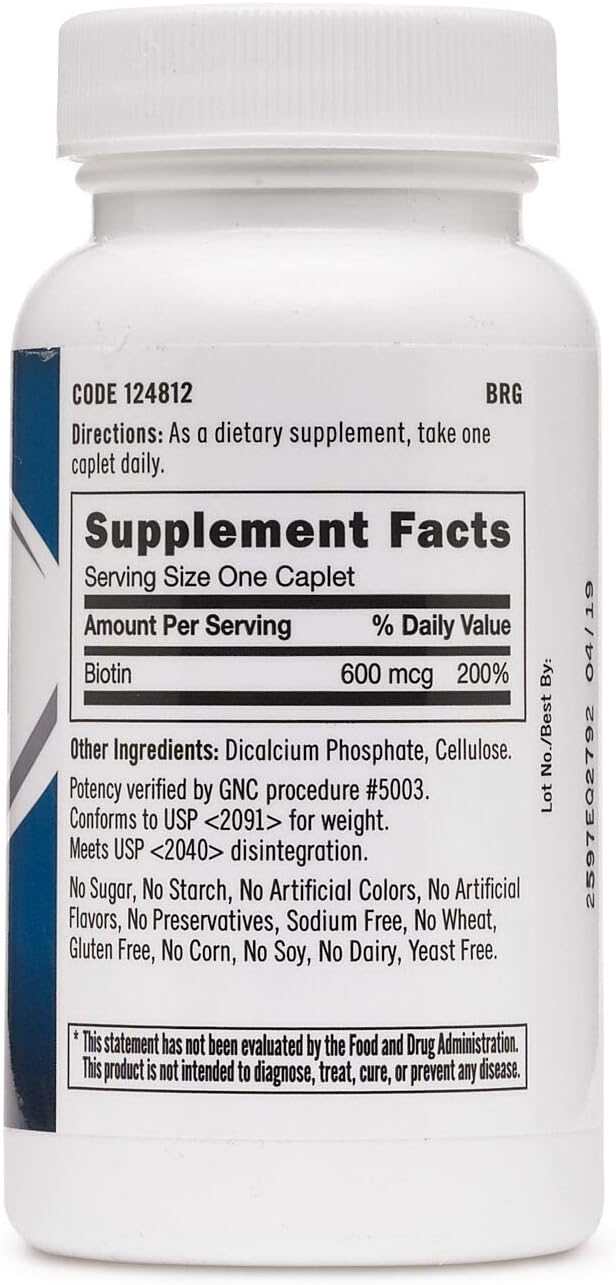 GNC Biotin 600mcg | Supports Healthy Hair, Skin, & Nails | 120 Count