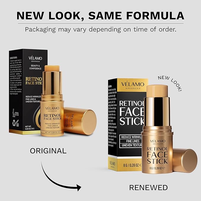 VELAMO ADVANCED Retinol Face Stick: Reduce Fine Lines Wrinkles and Uneven Texture - Retinol Cream Wrinkle Cream for Face Anti Wrinkle Cream Anti Aging Face Cream - 0.28 OZ/8g