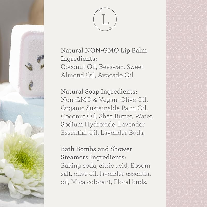 Lizush Luxury Spa Gifts for Women - 9 Piece Lavender Gifts for Her, Gift Baskets for Women, Body Care Set for Mom, Birthday Box For Women, Self Care Spa Kit For Wife - Handmade in the USA