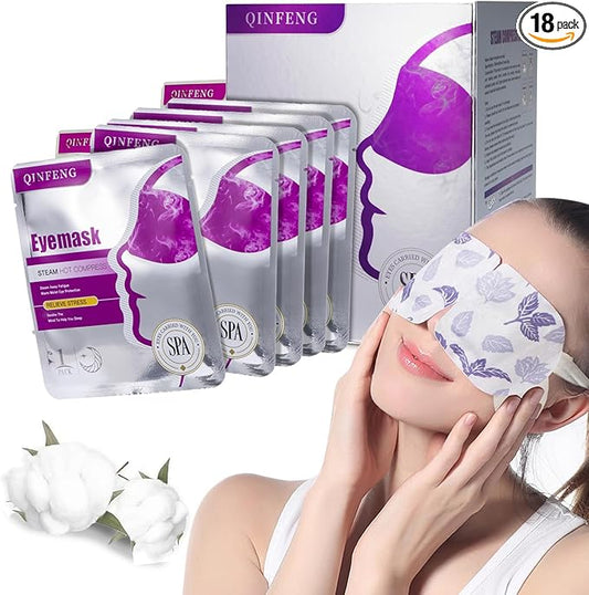 18 Packs Steam Eye Mask for Dry Eyes Self Heating Masks Cornea Care Rest Disposable SPA Warm Eye Compress Sleep Mask 30+ Minutes of Warmth for Reduce Eye Fatigue Travel Essentials (Unscented)
