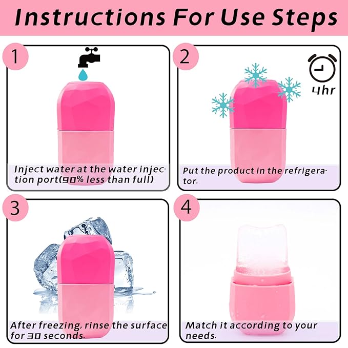 Ice Roller for Face, Facial Massage Tools, Reusable Cube Mold, for Eyes and Neck to Brighten Skin & Enhance Glow / Tighten & Tone Skin & De-Puff The Eye Area