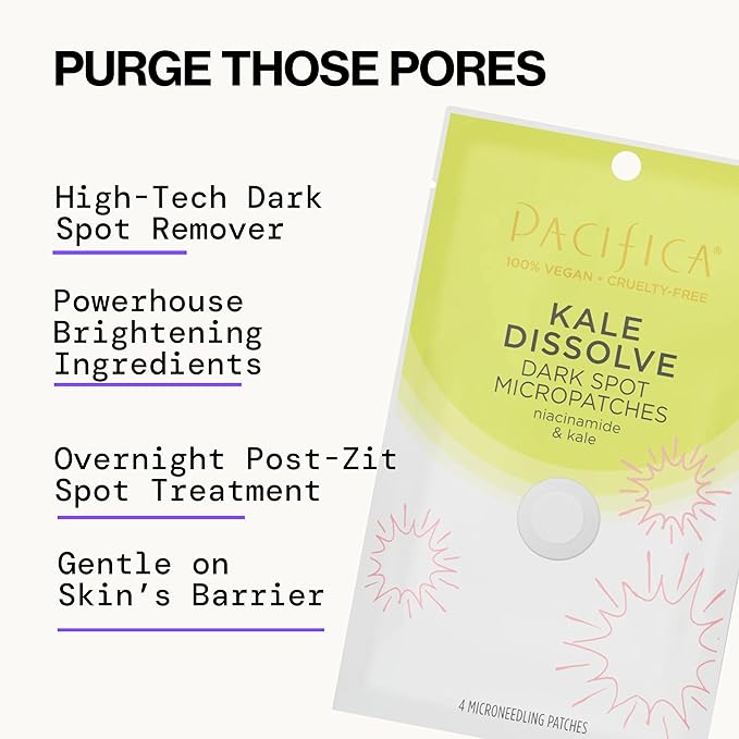 Pacifica Dark Spot Dissolving Micropatches – Microneedling Dots with Niacinamide, Tranexamic Acid & Kale to Fade Post-Acne Marks and Age Spots, Brightening Patch Treatment, Clean Vegan Skincare