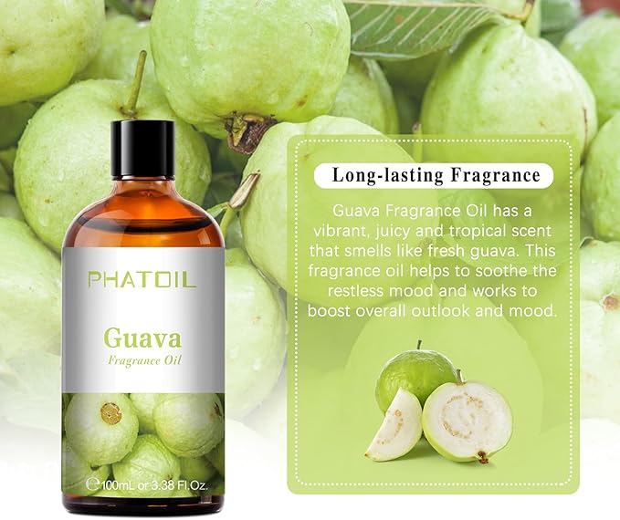 3.38FL.OZ Guava Fragrance Oils for Aromatherapy, Essential Oils for Diffusers for Home, Perfect for Diffuser, Yoga, Skin Care, DIY Candle and Soap Making - 100ml